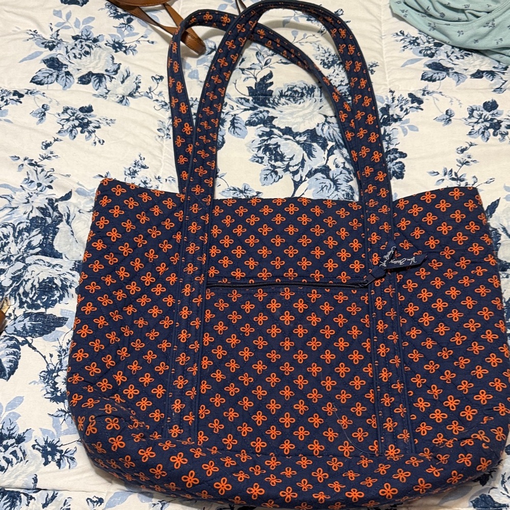 Vera Bradley Floral Navy and Orange Tote